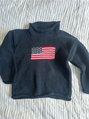 Kid Rollneck American Flag Navy Sweater